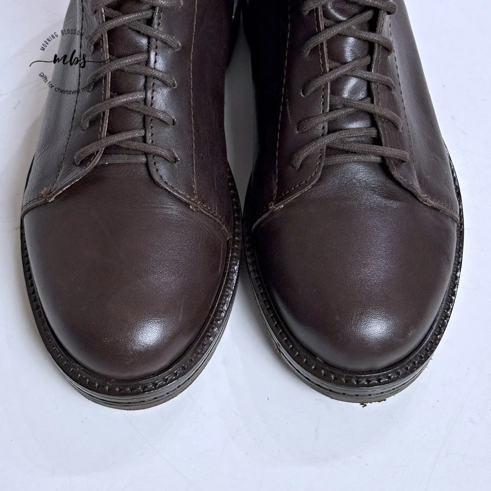Doppelgänger Roma Made in Italy Leather Lace Up Ankle Boots Brown Men 7.5‎